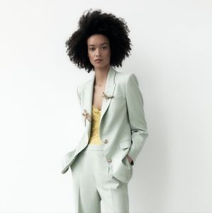 ZARA Pastel Green Blazer w/ Gold Buttons